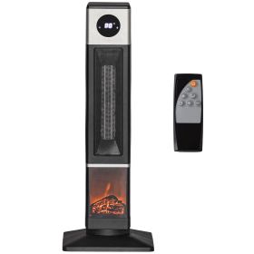 31" Electric Freestanding Fireplace with Oscillation, Remote Control & 12H Timer for Indoors, 1400W, Black