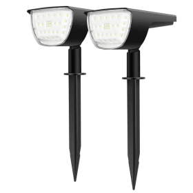 Solarek 32 LEDs Solar Landscape Spotlights IP65 Waterproof Solar Lights Auto On Off Solar Powered Security Wall Lights (Option: Black)
